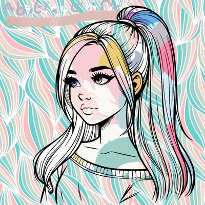 realistic girl with a high ponytail