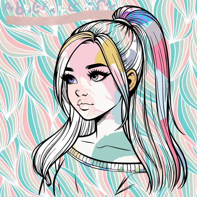 realistic girl with a high ponytail