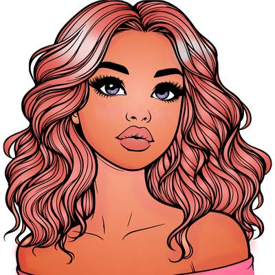 realistic girl with wavy hair and lips