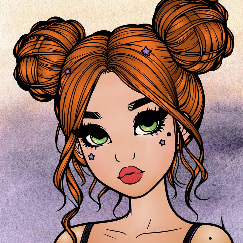 realistic girl with space buns