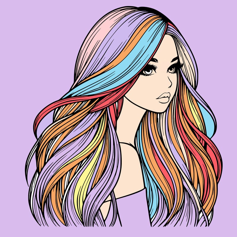 realistic girl with long realistic hair