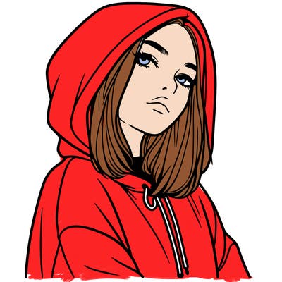 a realistic girl in a hoodie