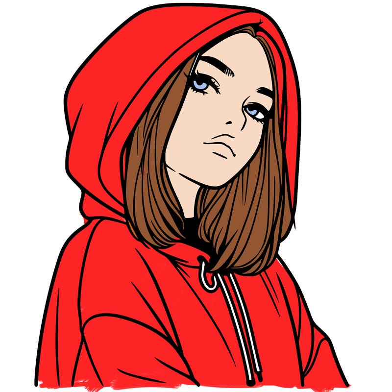 a realistic girl in a hoodie