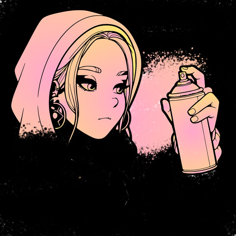 a realistic girl, spray painting