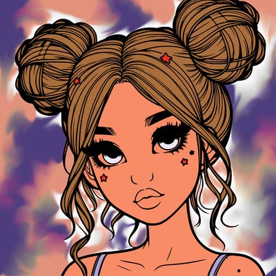 realistic girl with space buns