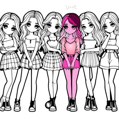 a group of girls realistic