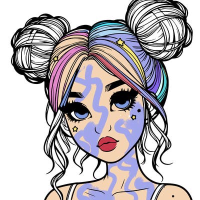 realistic girl with space buns
