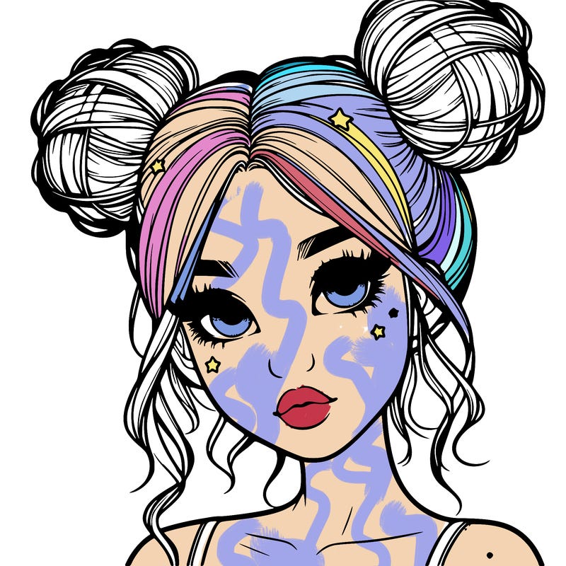 realistic girl with space buns