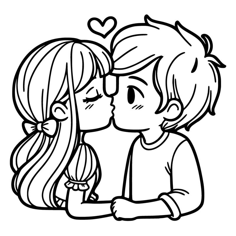 girl and boy kissing