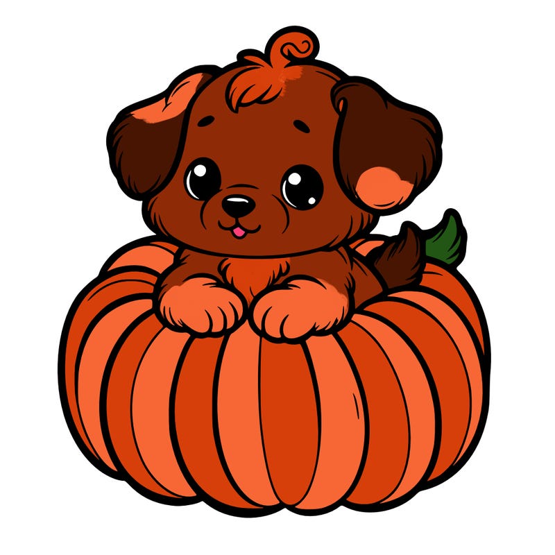 cute little puppy in a pumpkin