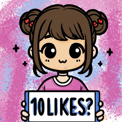 cute girl that is holding a sign that says 10 likes?