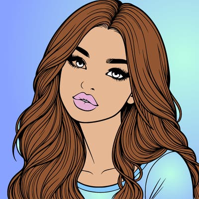 realistic girl with hair on her hair and lips