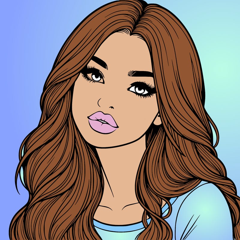 realistic girl with hair on her hair and lips