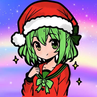 anime girl wearing a santa hat