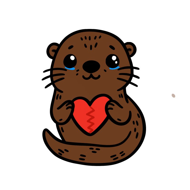 otter with a heart