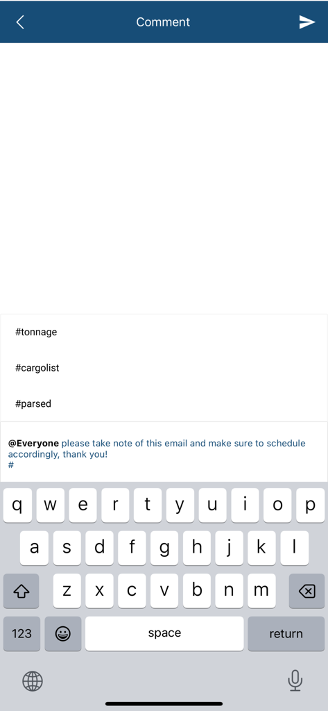 MarineTraffic Inbox - Team collaboration and commenting interface in the MarineTraffic Inbox mobile app