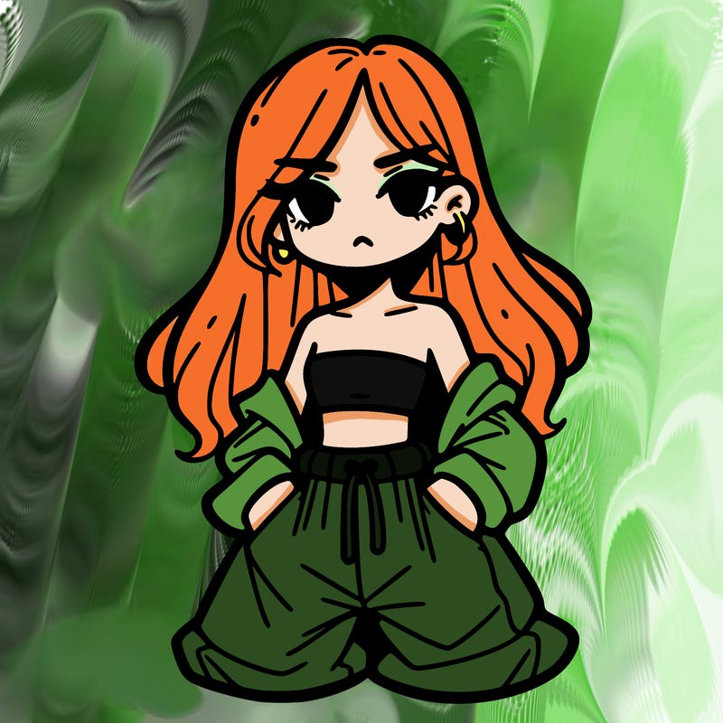 a girl with baggy jeans and crop top