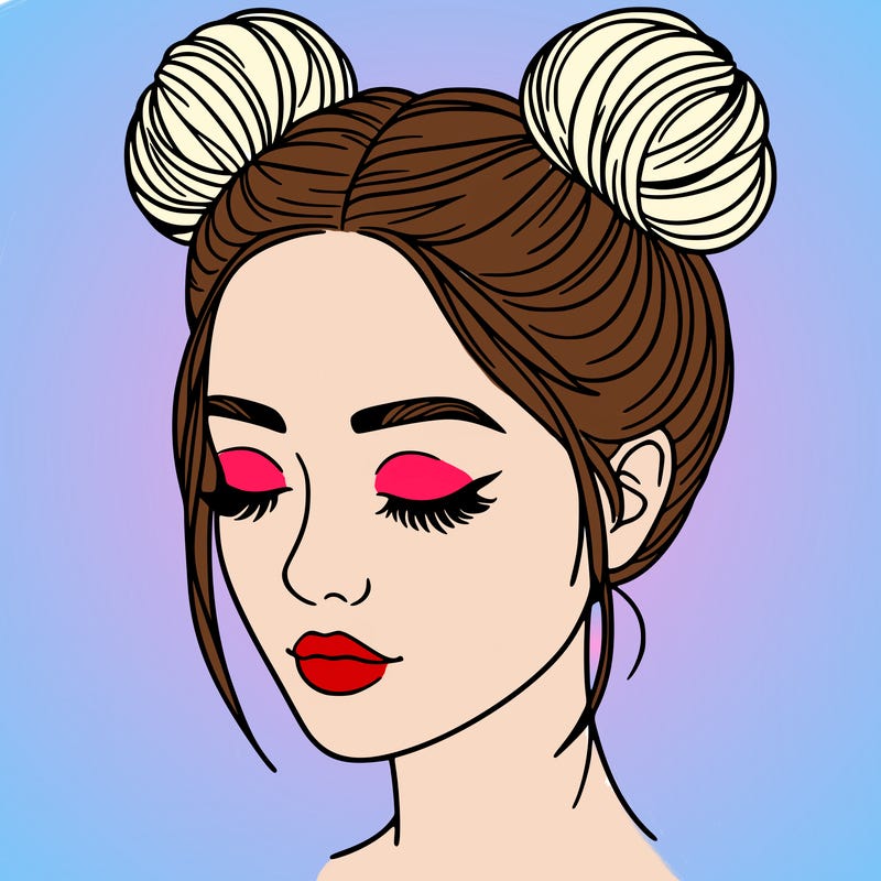 woman with hair buns
