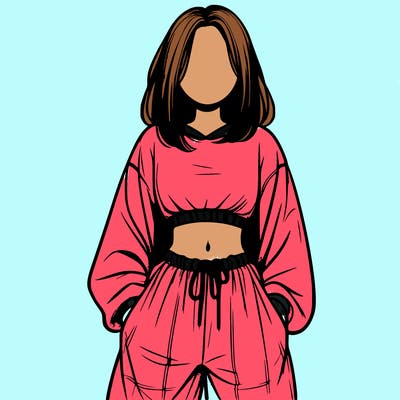 realistic girl faceless with baggy pants and a crop top