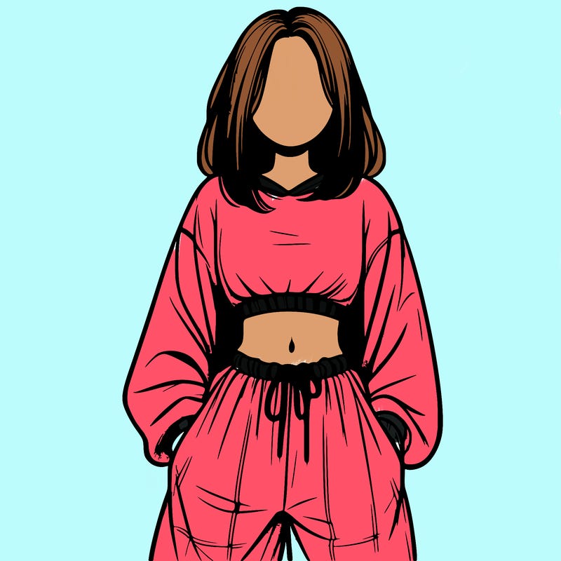 realistic girl faceless with baggy pants and a crop top