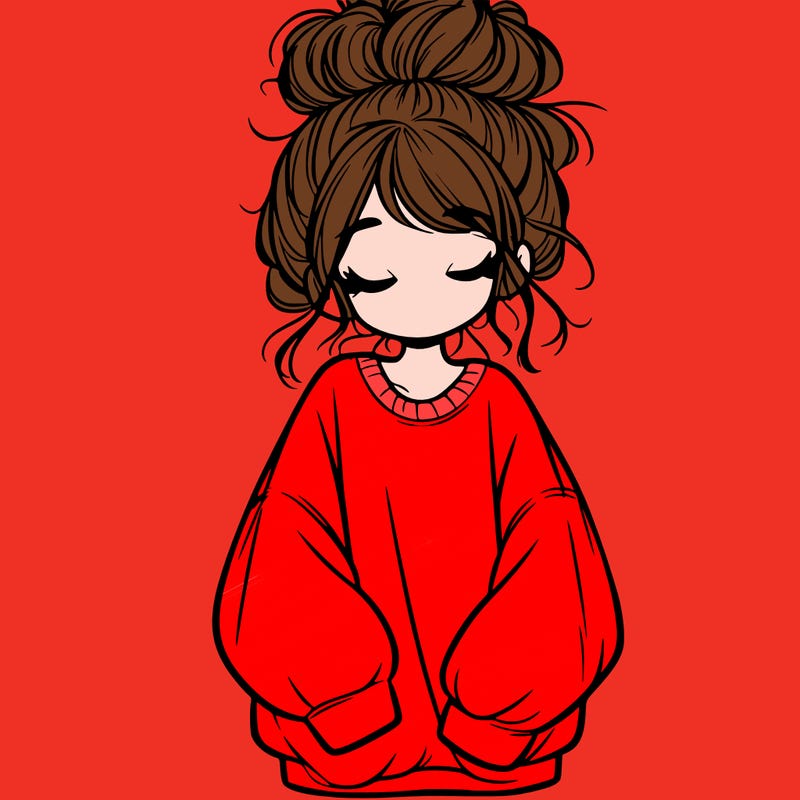 girl with baggy sweatshirt and messy bun