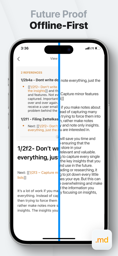 NotePlan - To-Do List & Notes - NotePlan app interface displaying offline first notes with markdown formatting