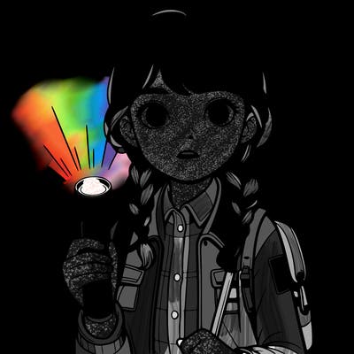 realistic girl with flashlight