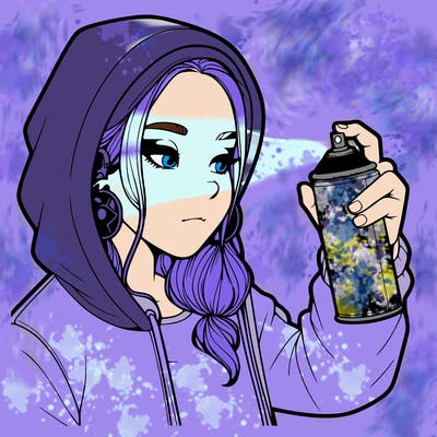 a realistic girl, spray painting