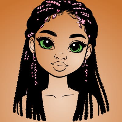 a realistic black girl with braids