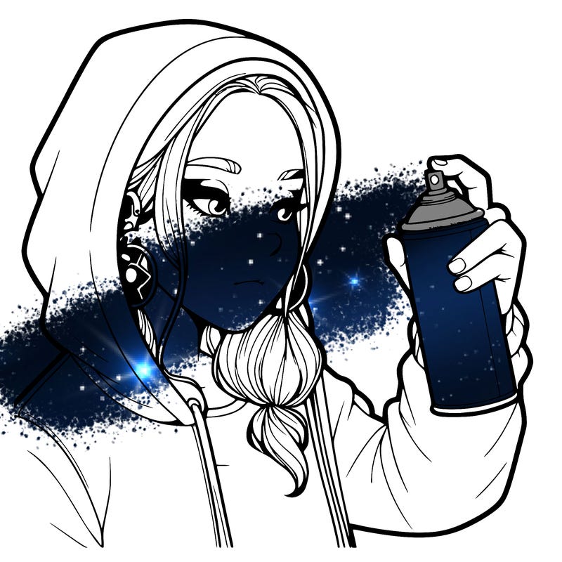 a realistic girl, spray painting