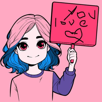 realistic girl holding up a sign