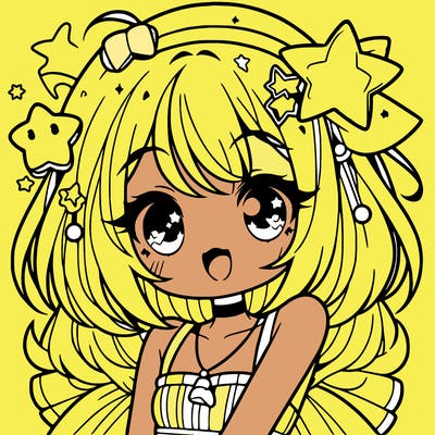 cute anime girl with star accessories