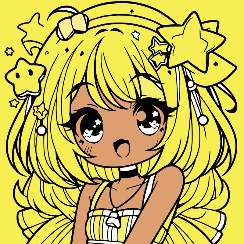 cute anime girl with star accessories