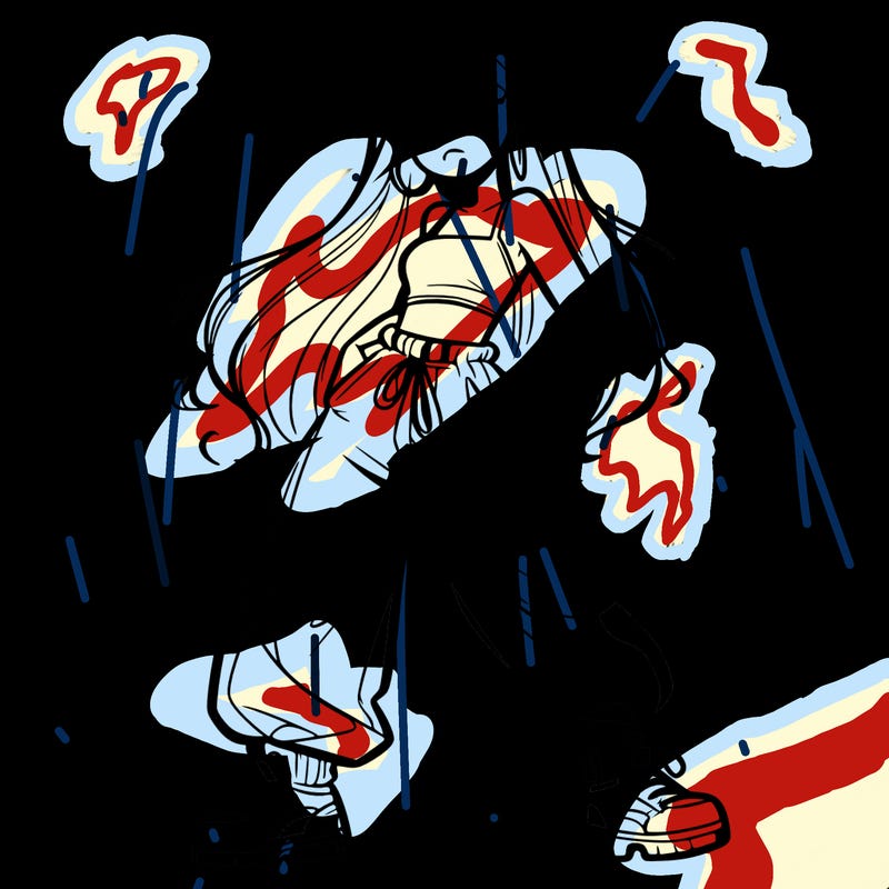 girl in baggy pants crop top and long hair