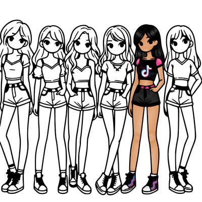 a group of girls wearing crop tops and shorts