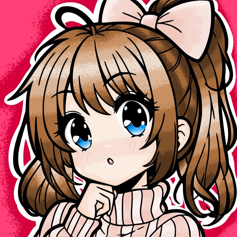 anime girl with hairbow wearing a turtleneck