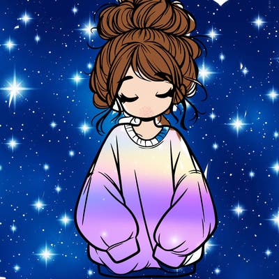 girl with baggy sweatshirt and messy bun