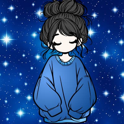 girl with baggy sweatshirt and messy bun