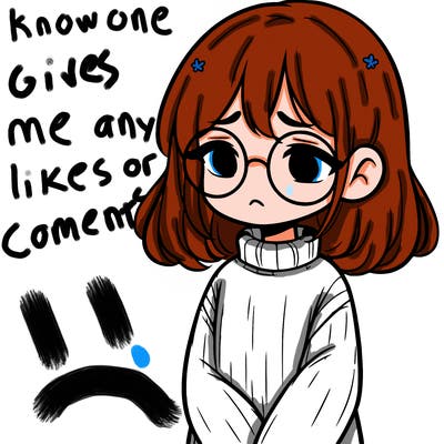 sad girl with glasses in a sweater