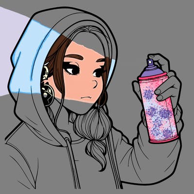 a realistic girl, spray painting