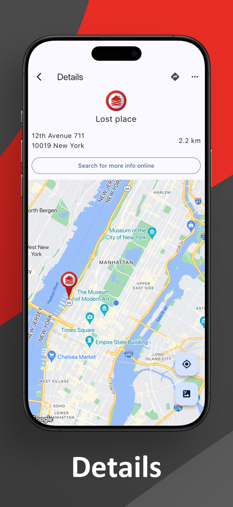 Lost places nearby - Detailed view of an abandoned location in New York City on the Lost Places Nearby app map.