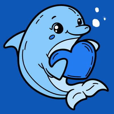 dolphin holding heart