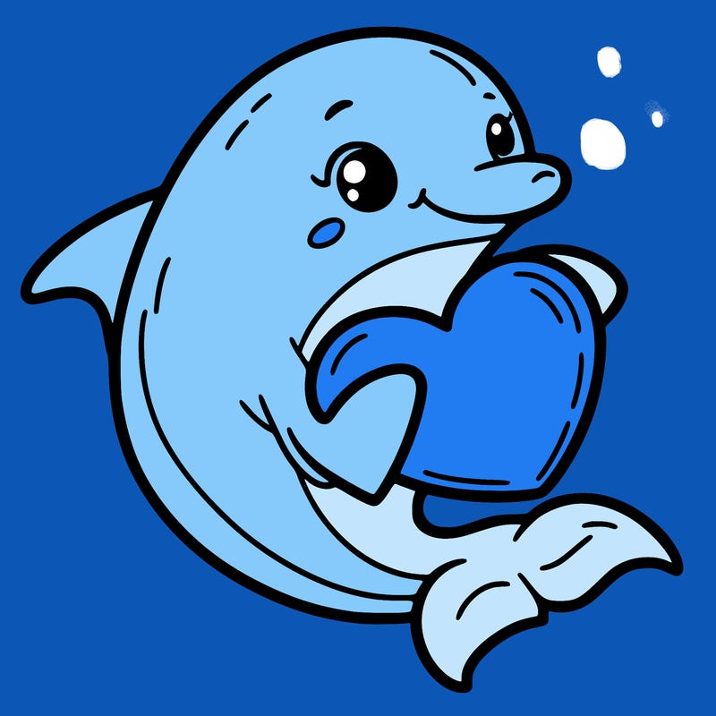 dolphin holding heart