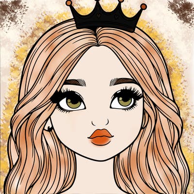 a realistic girl with a crown on