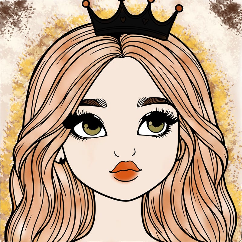 a realistic girl with a crown on