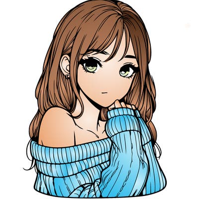 realistic girl with off-shoulder sweater