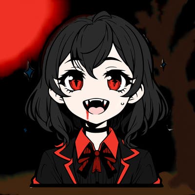vampire anime girl with fangs