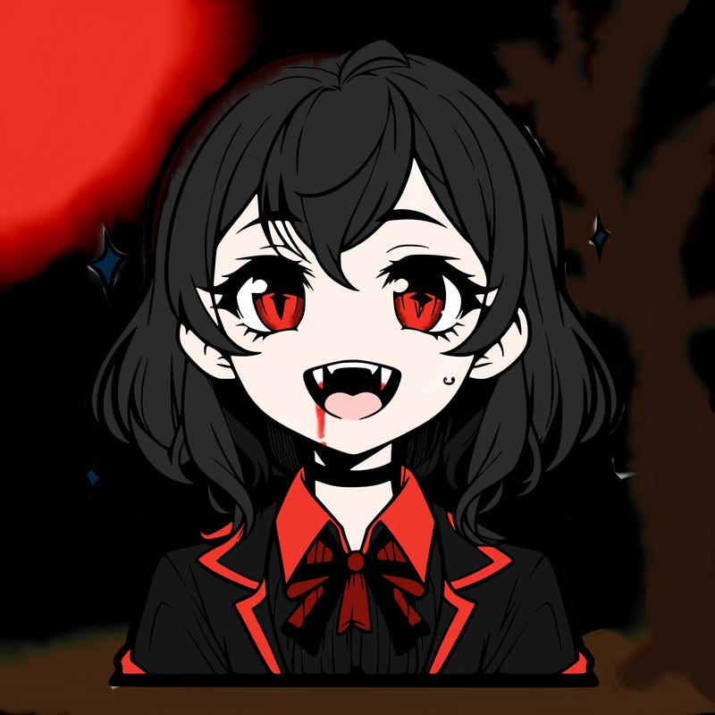 vampire anime girl with fangs