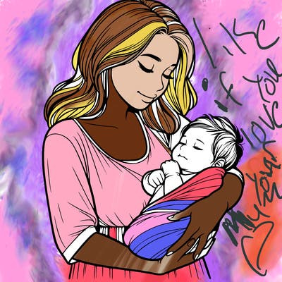 mother holding baby realistic