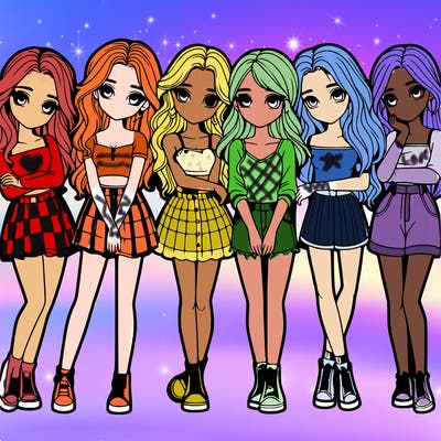 a group of girls realistic